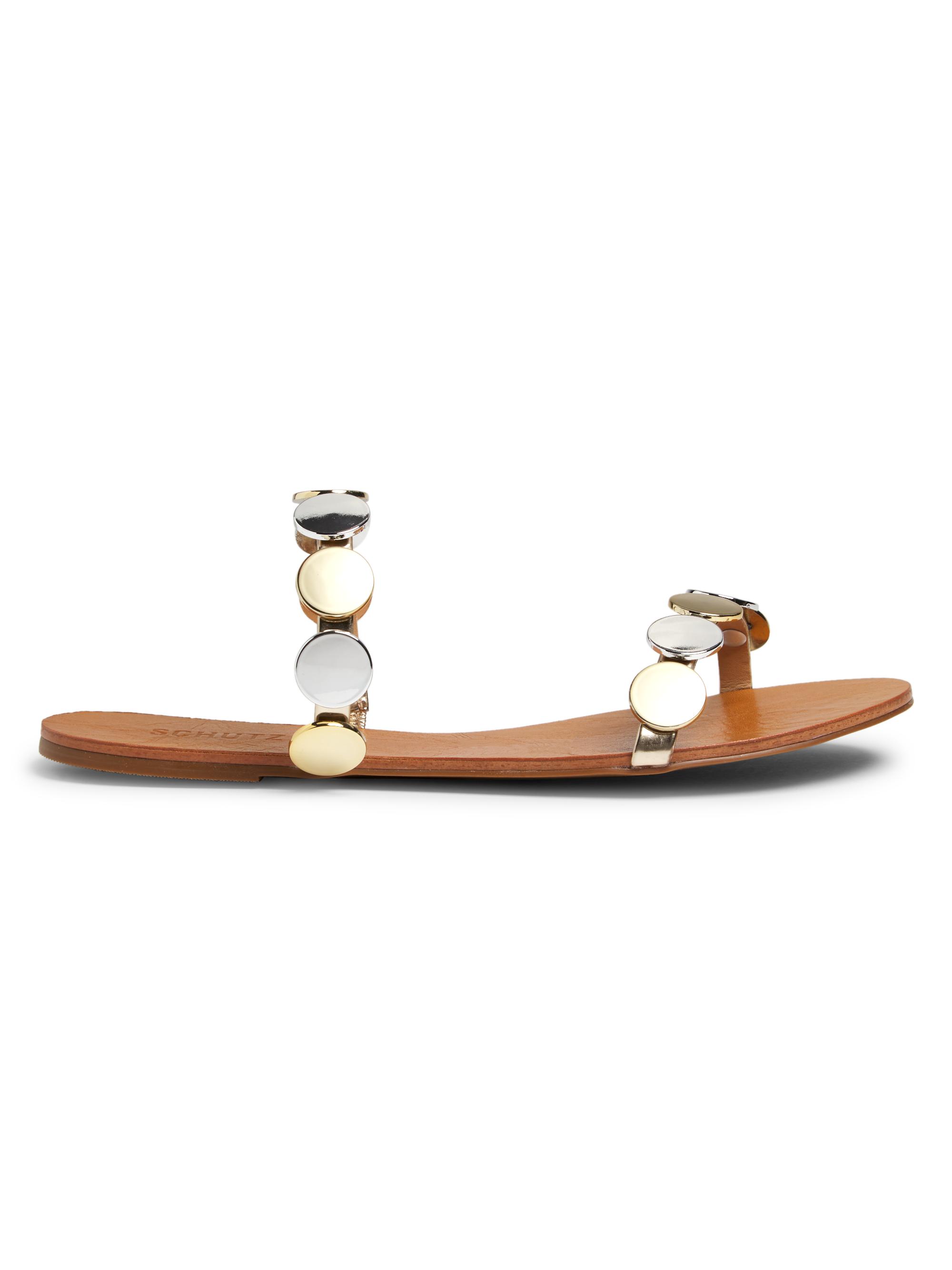 Schutz Acacia Disc-Embellished Leather Sandals | Saks Fifth