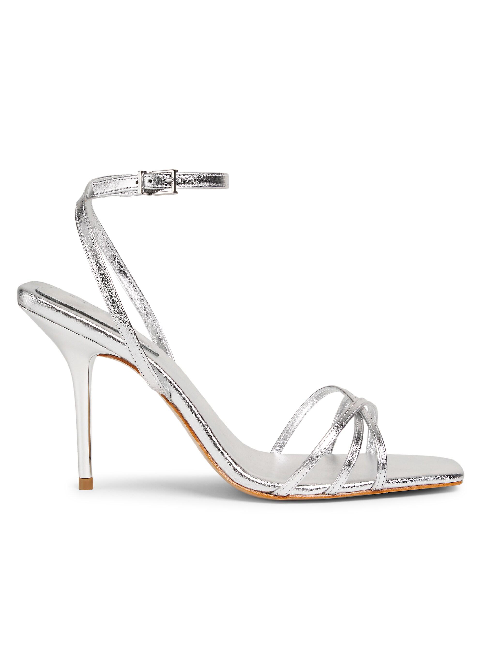 Schutz Women's Amelia 100MM Metallic Leather Sandals - Platina
