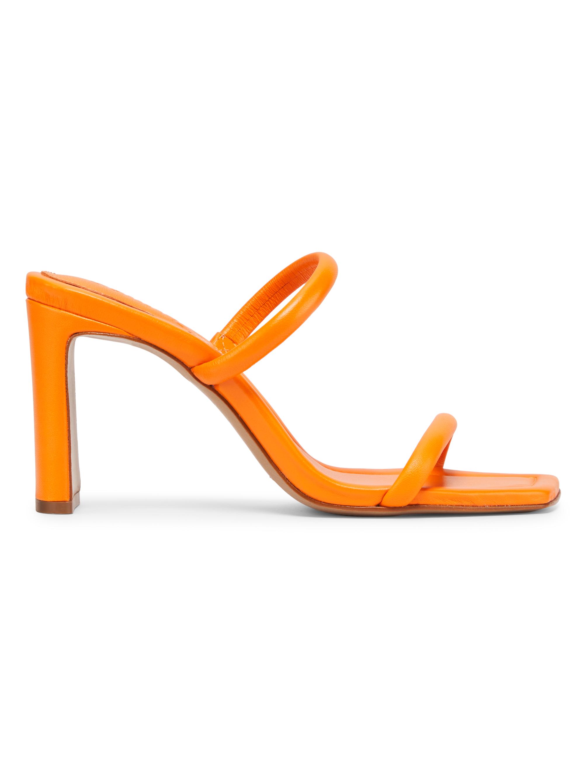 Schutz Women's Ully 80MM Leather Sandals - Bright Tangerine