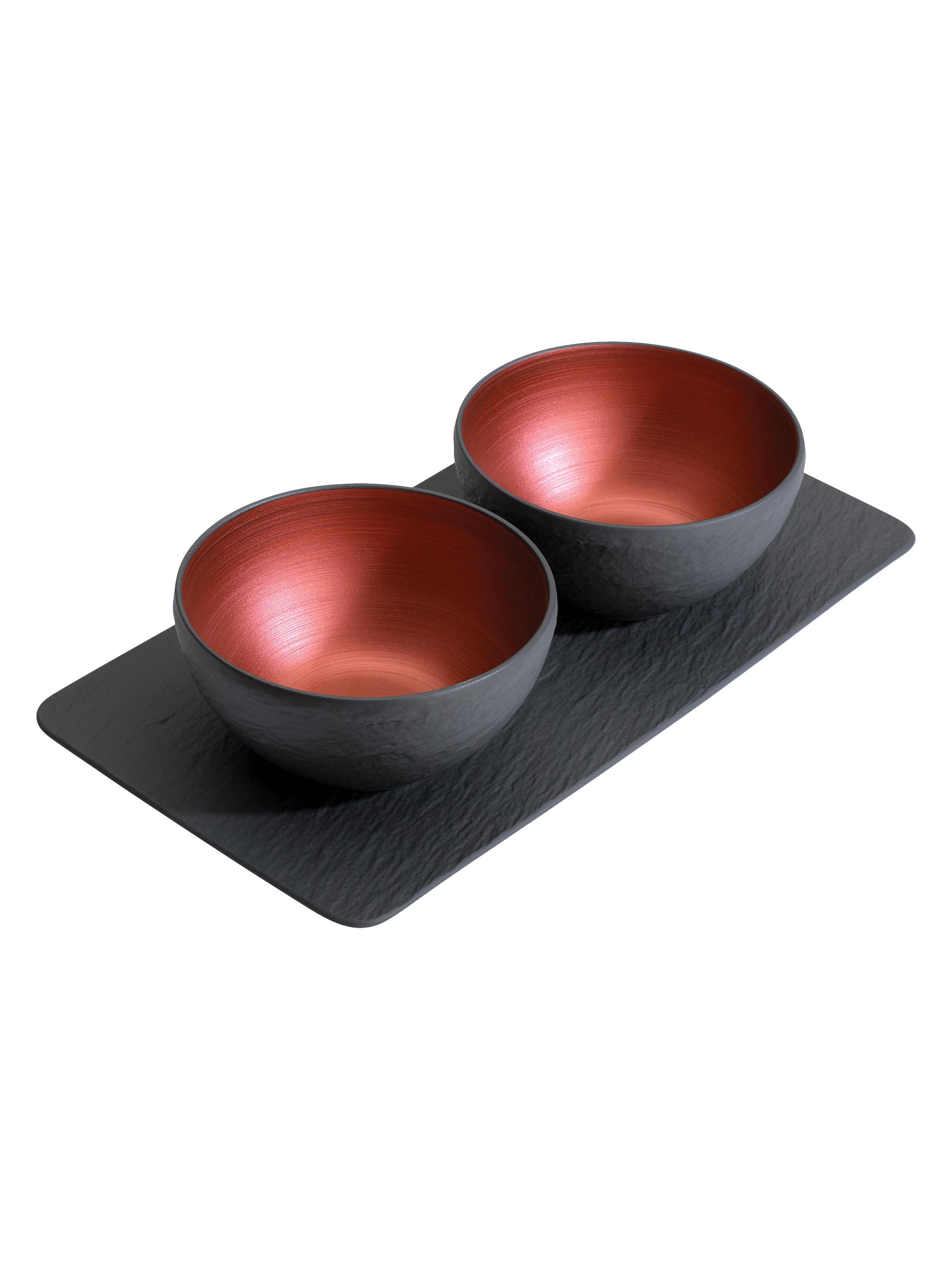 Villeroy & Boch Manufacture Rock Glow 3 Piece Condiment Serveware Set