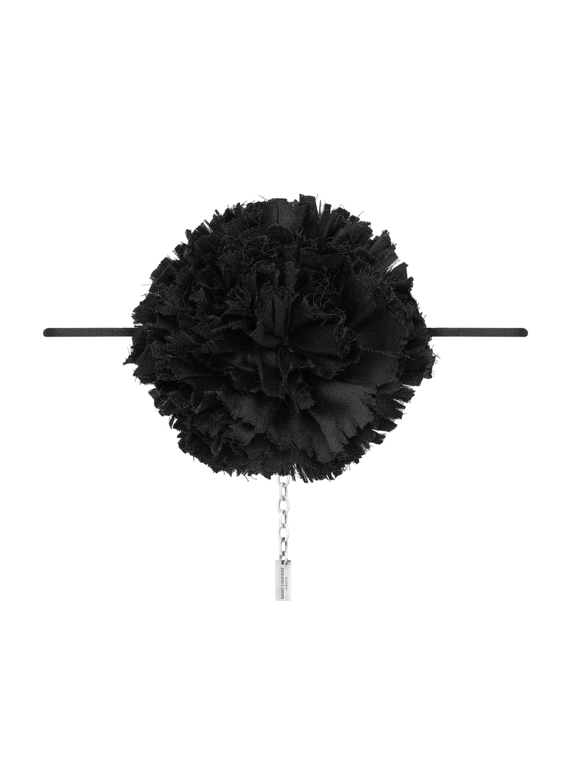 Saint Laurent Women's Flower Necklace In Silk Satin - Black