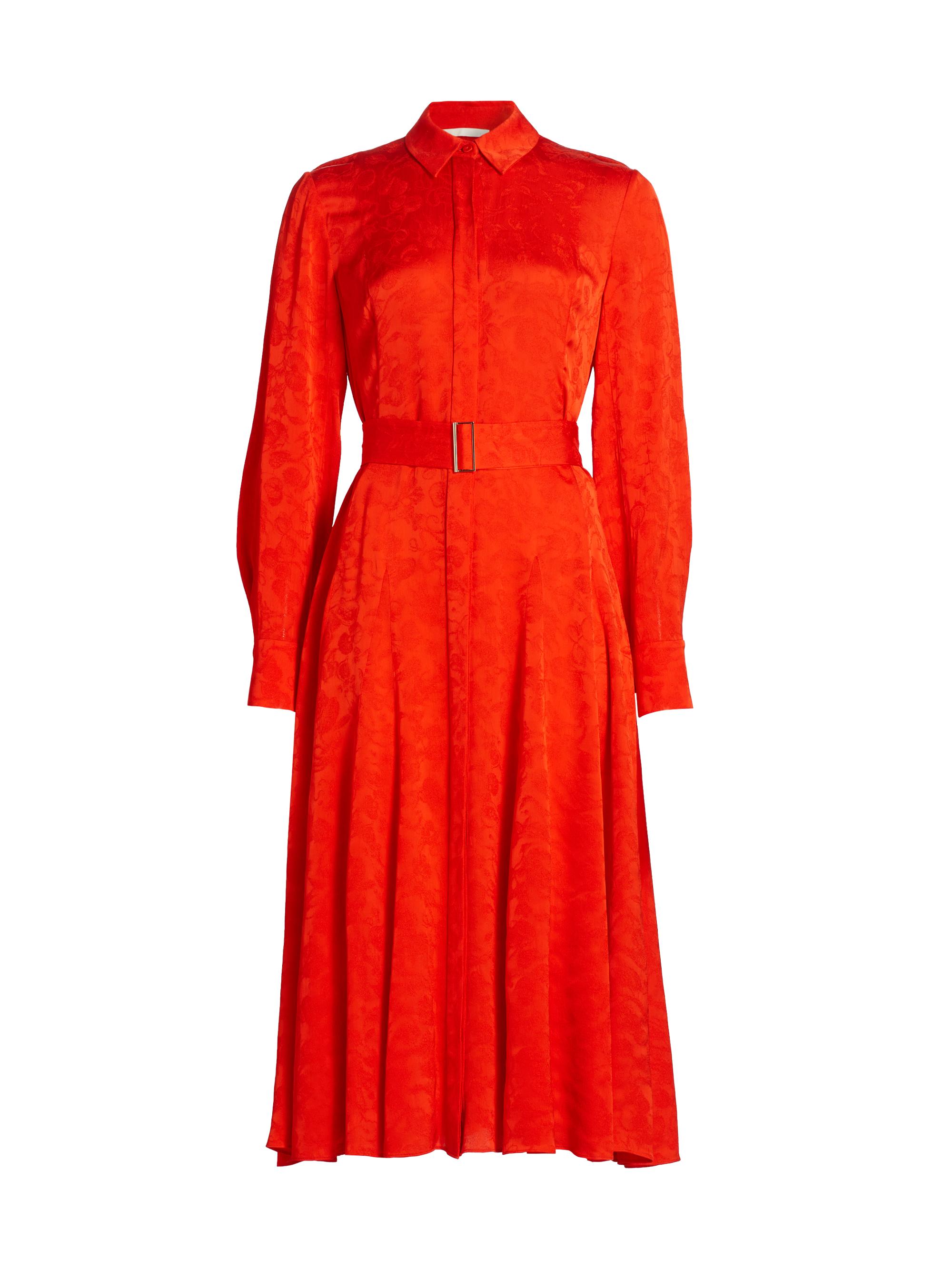 Jason Wu Collection Women's Belted Jacquard Shirtdress - Coral