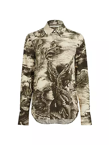 Oceanscape Print Silk Shirt
