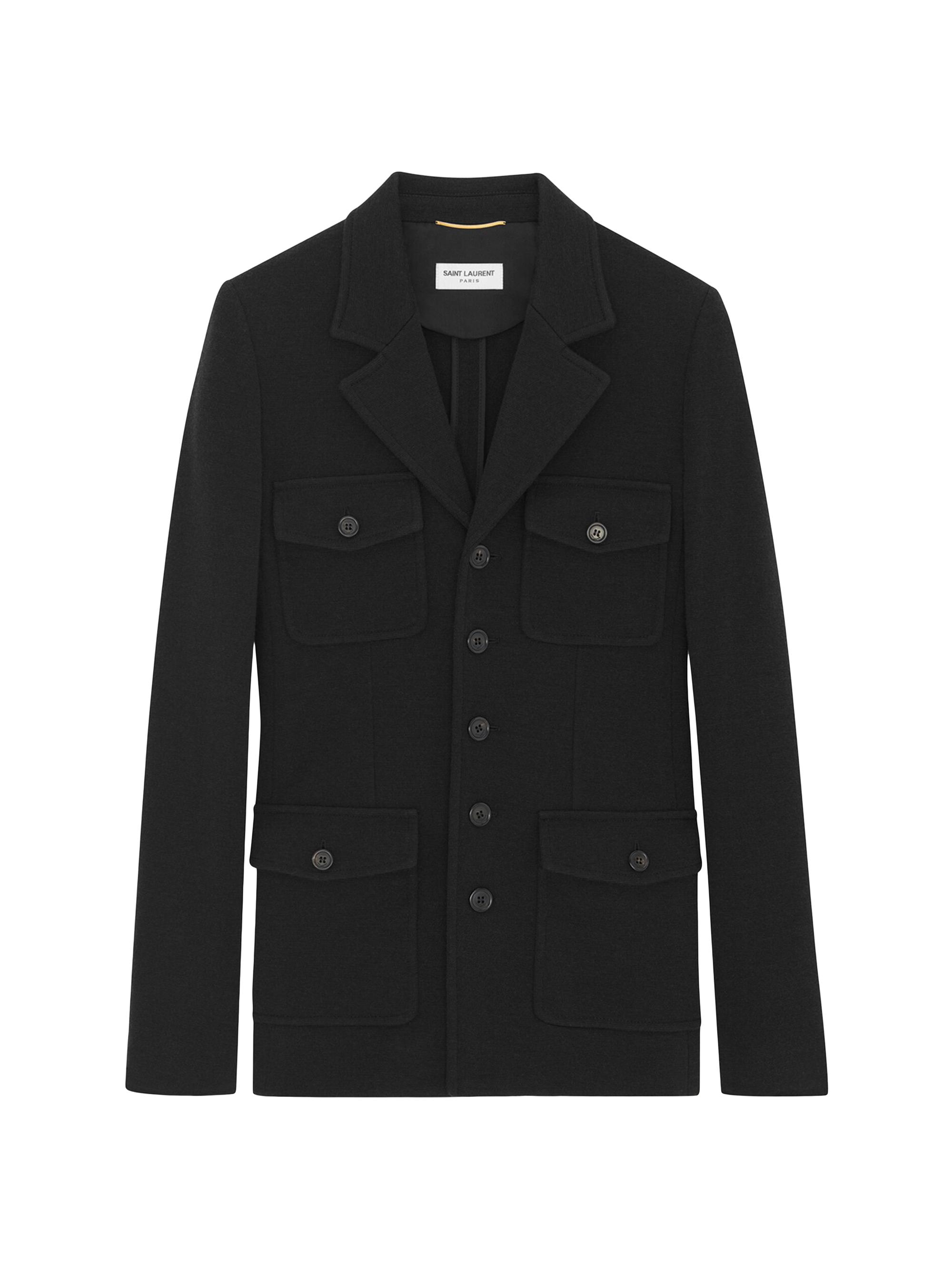 Saint Laurent Women's Saharienne Jacket in Wool Jersey - Black