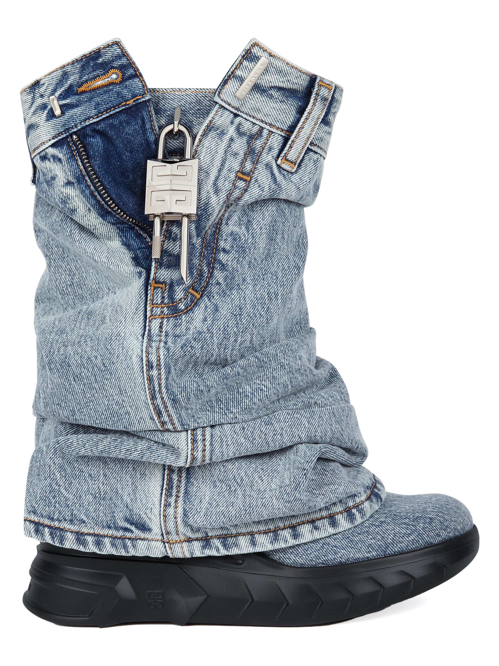 Givenchy Shark Lock Biker Low Heel Ankle Boots in Jeans | Saks