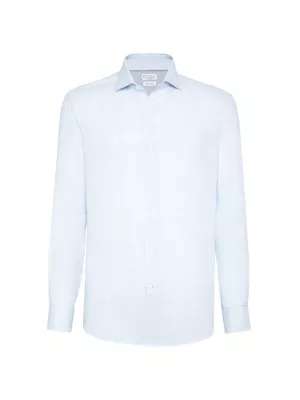Brunello Cucinelli spread-collar linen shirt - Blue