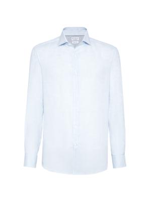 Brunello Cucinelli spread-collar linen shirt - Blue