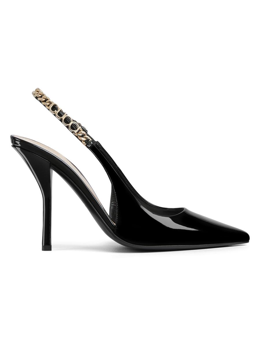 Gucci Women's Signoria 105mm Patent Leather Slingback Pumps In Black