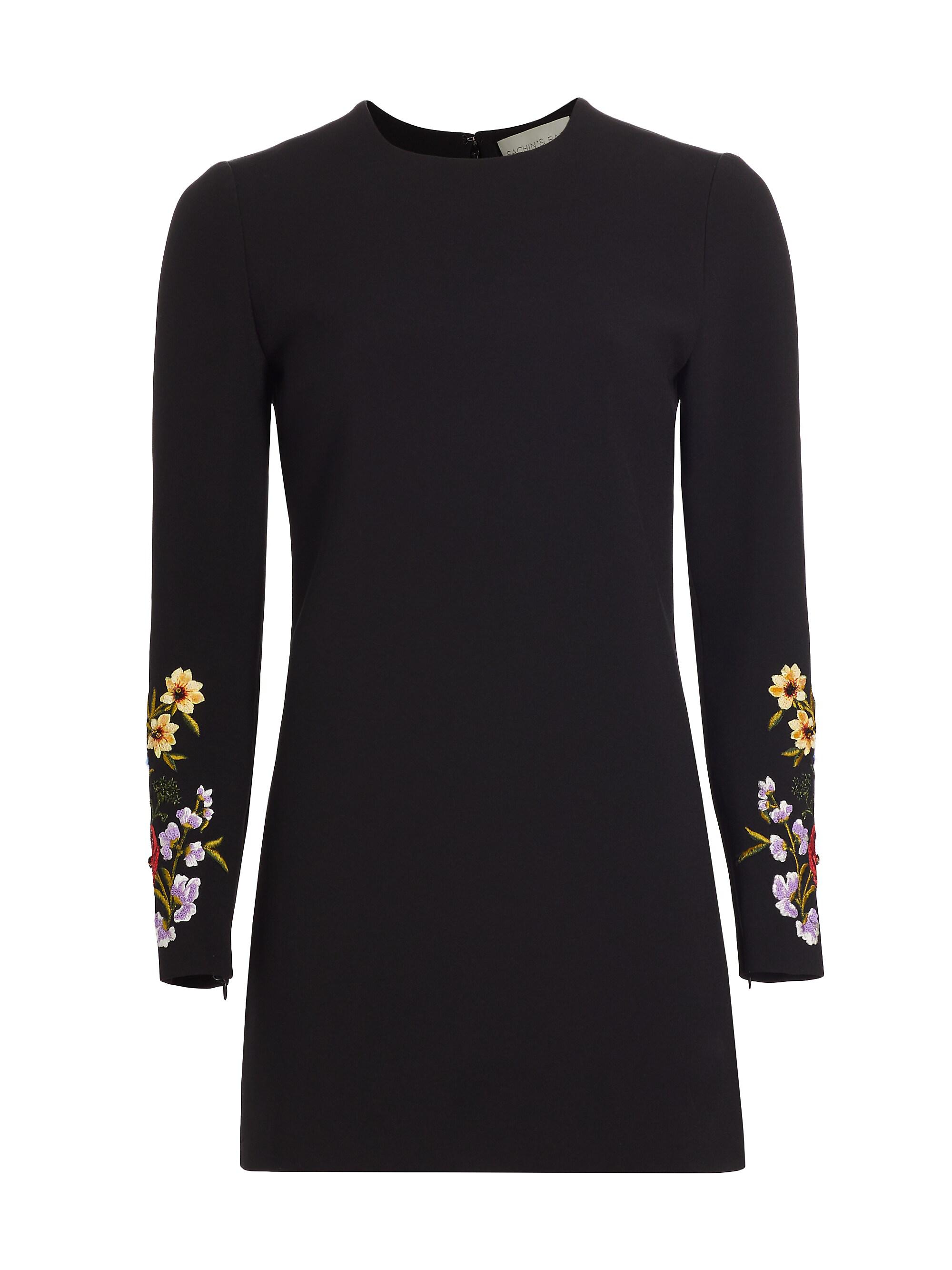 Sachin & Babi Women's Lily Embroidered & Sequined Stretch Crepe Minidress - Noir Bouquet