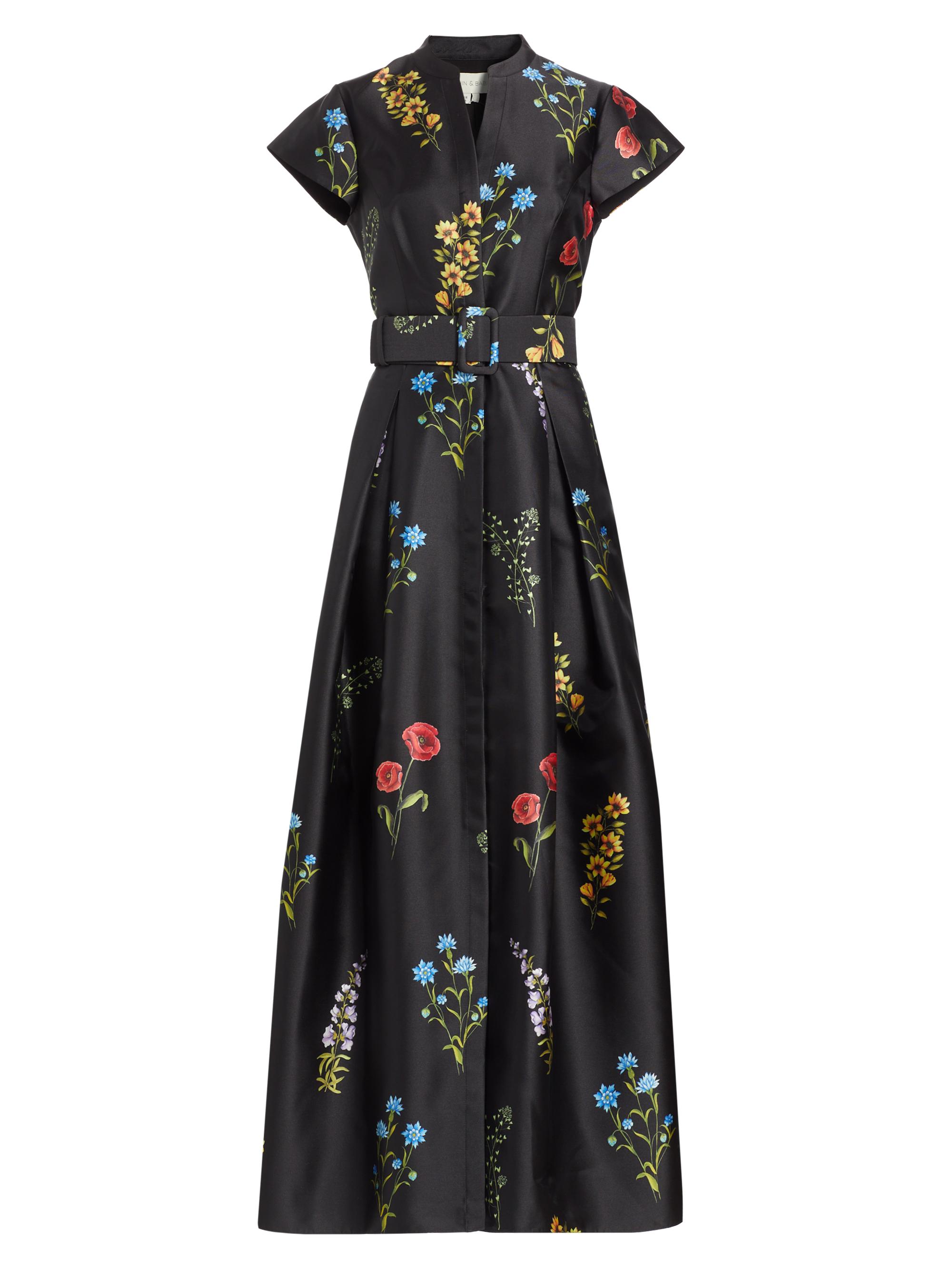 Sachin & Babi Women's Marta Floral Mikado Fit & Flare Gown - Noir Bouquet