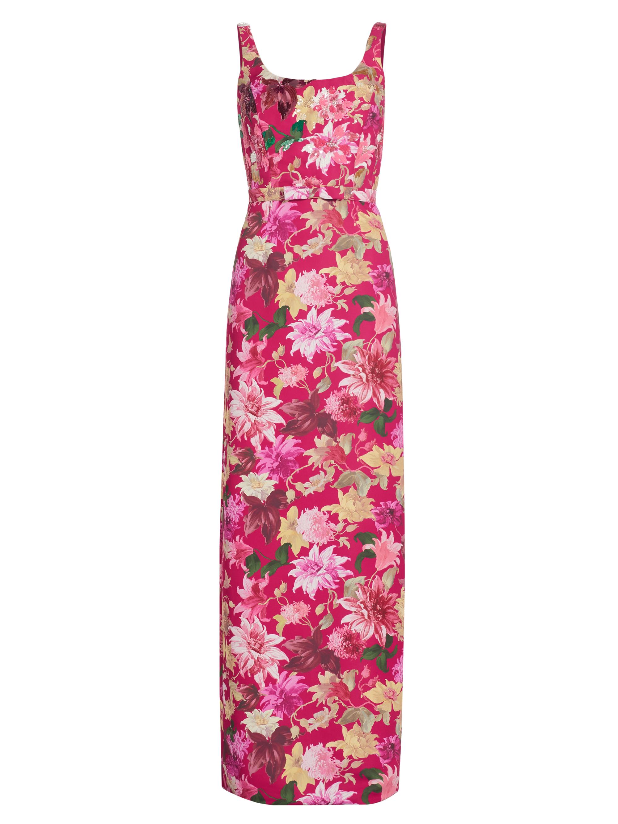 Sachin & Babi Women's Lana Floral Belted Column Gown - Deep Pink Dahlia