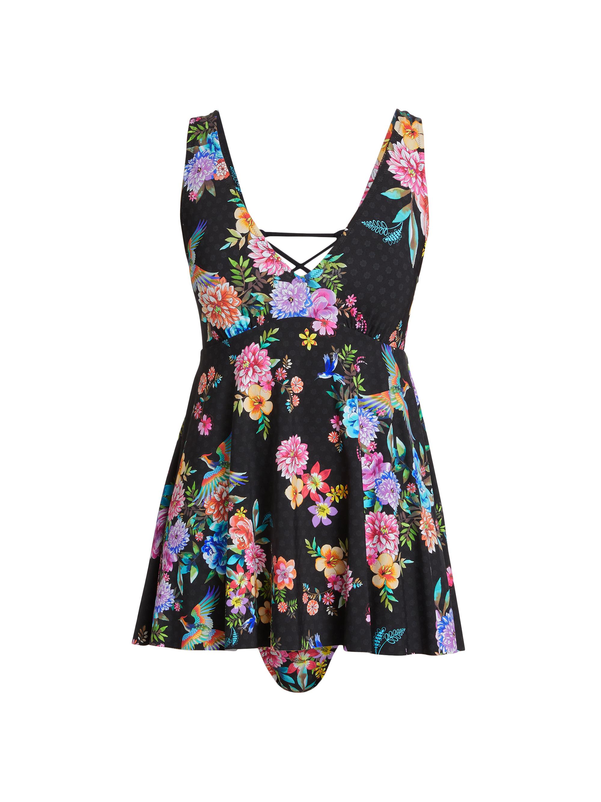 Johnny Was Women's Sognatore Nero Back Tie Skirted One-Piece Swimsuit