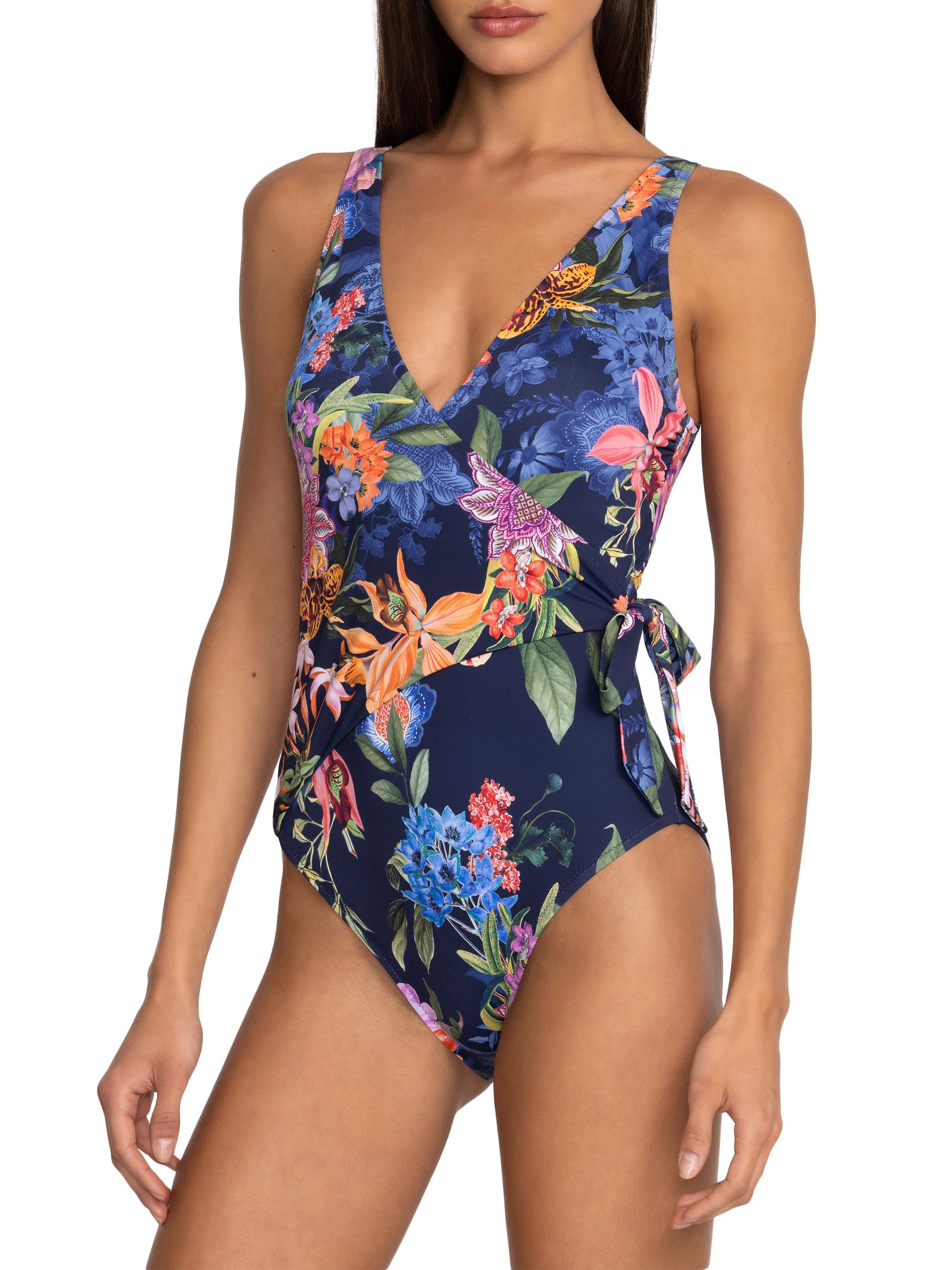 Johnny Was Women's Neon Jungle Wrap One-Piece Swimsuit