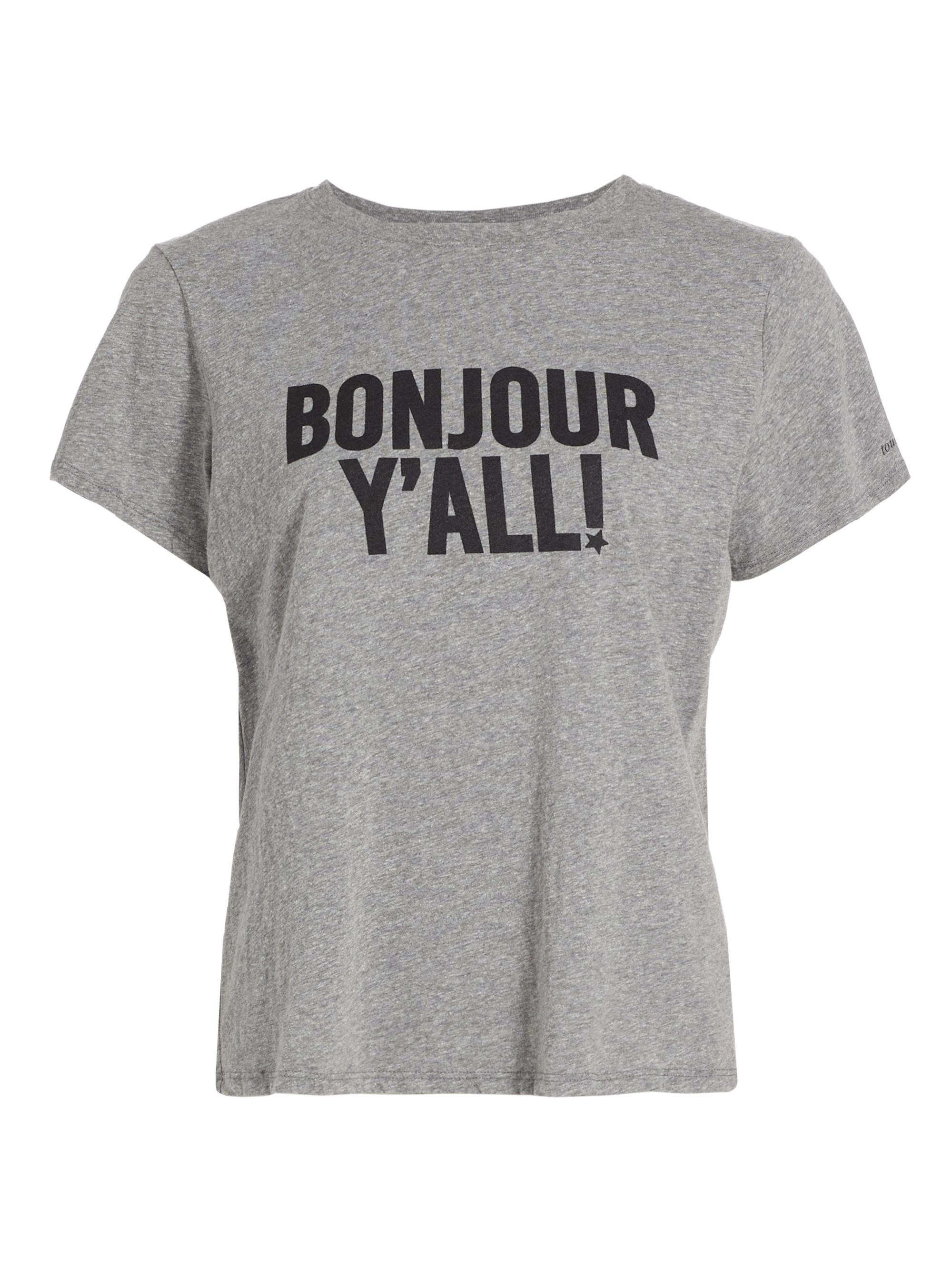 CINQ A SEPT Women's Bonjour Y'all Graphic T-Shirt - Heather Grey Black