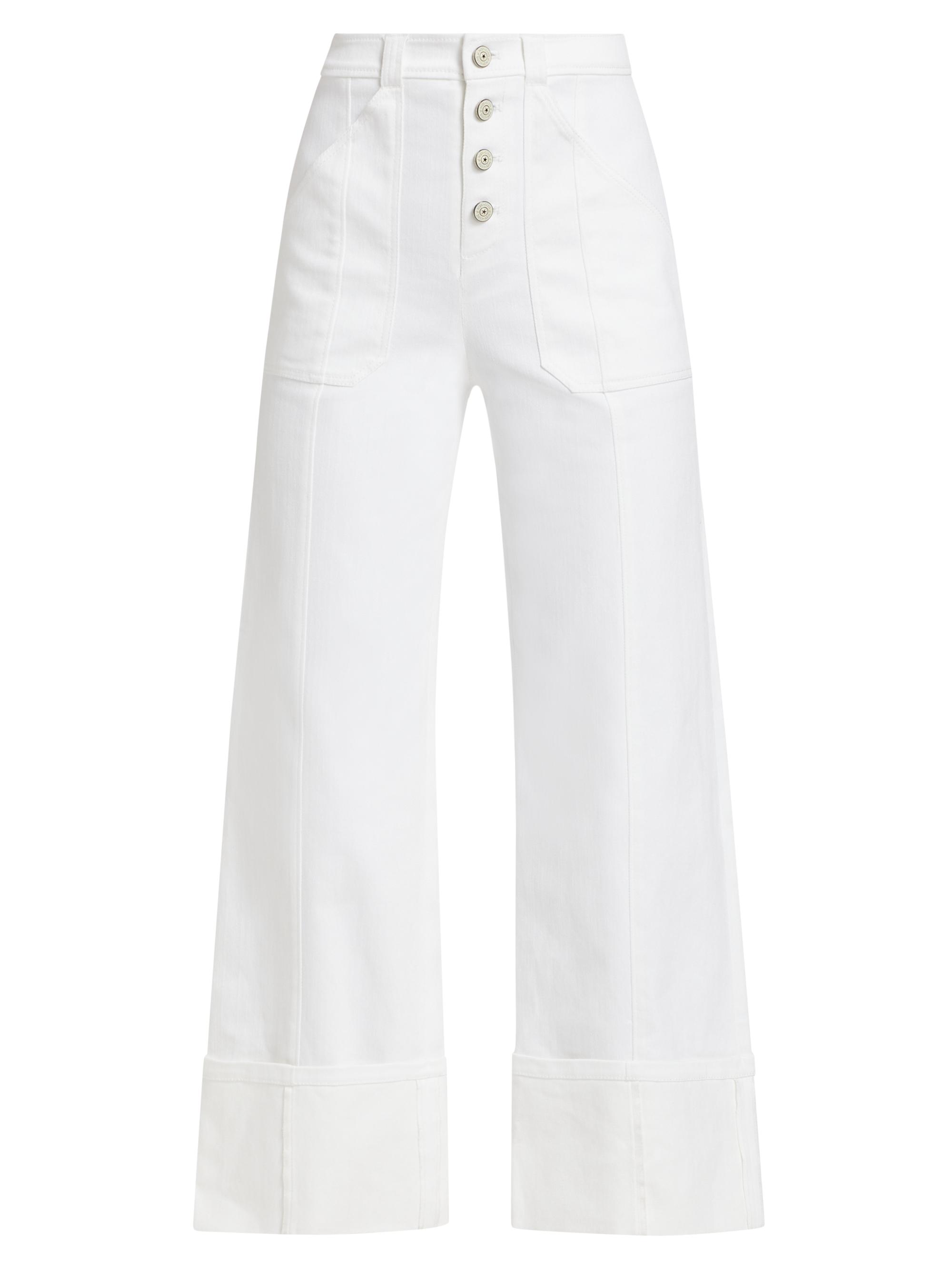 Cinq à Sept Women's Benji Twill Cotton-Blend Cuffed Flare Pants - White