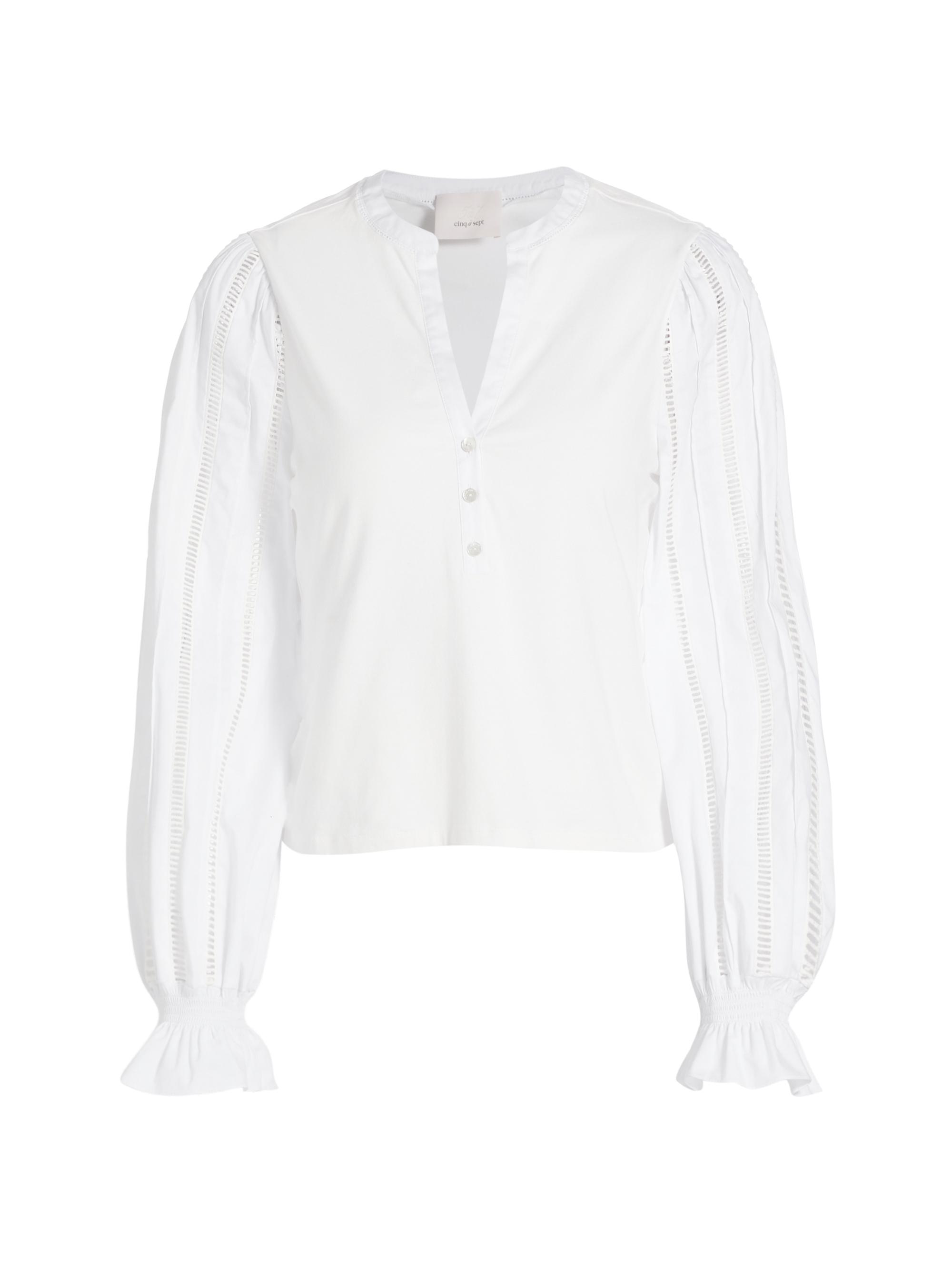 CINQ A SEPT Women's Gianna Cotton-Blend Lace Blouse - White
