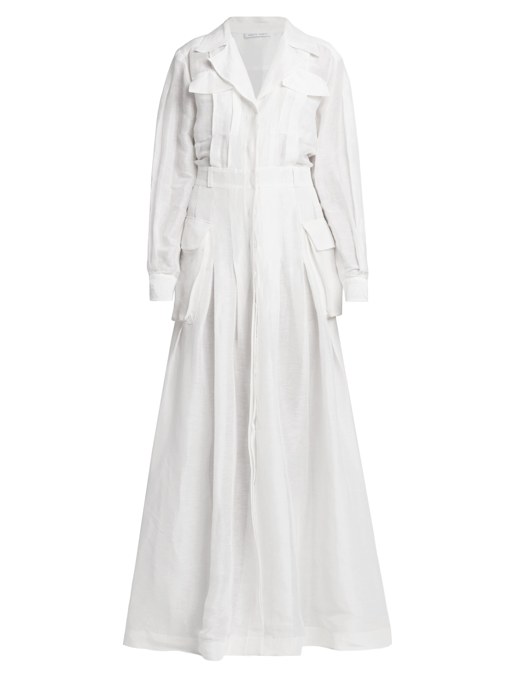 Alberta Ferretti Women's Collared Linen & Silk Gown - White