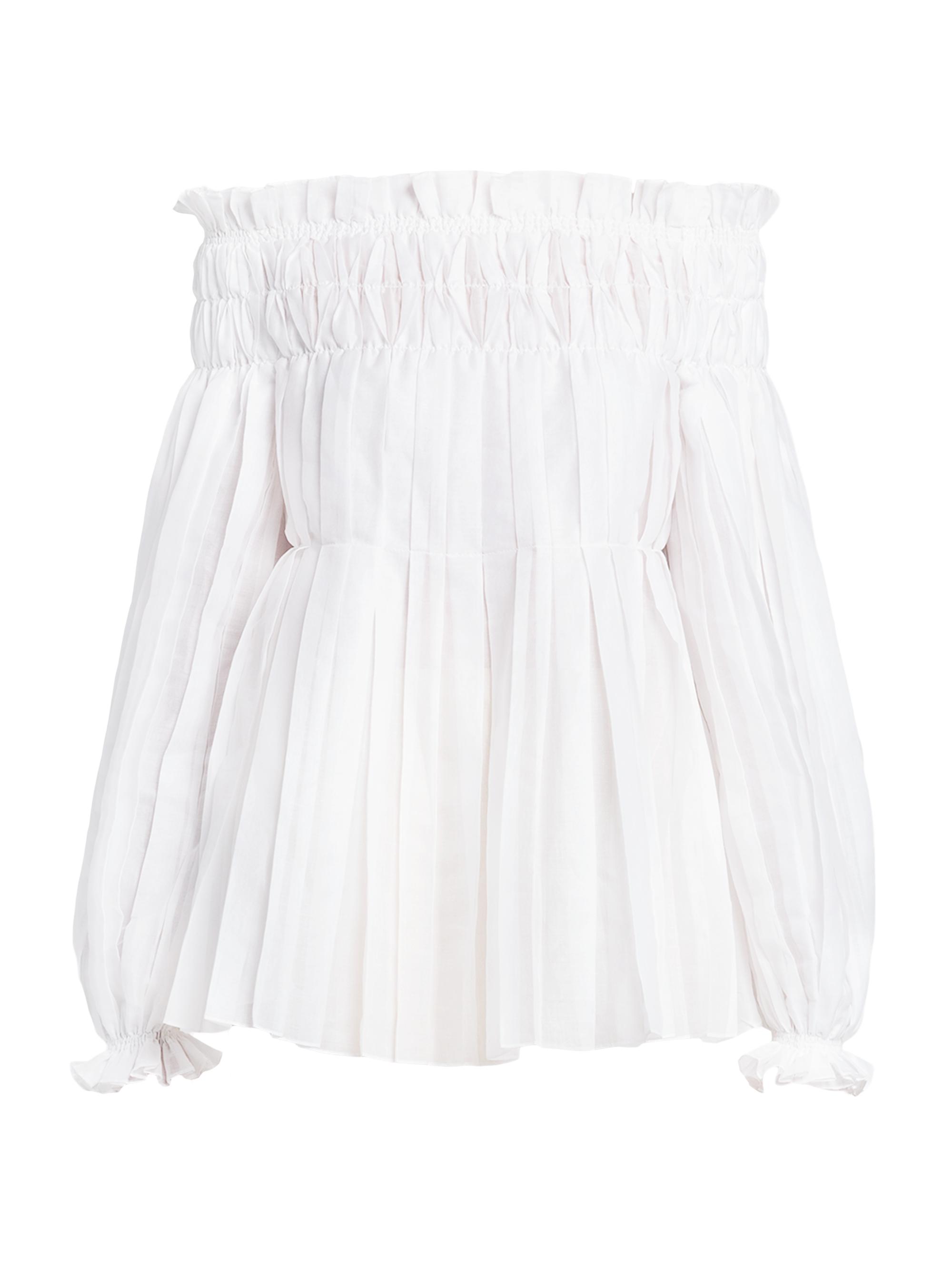 Alberta Ferretti Women's Pleated Off-the-Shoulder Blouse - White
