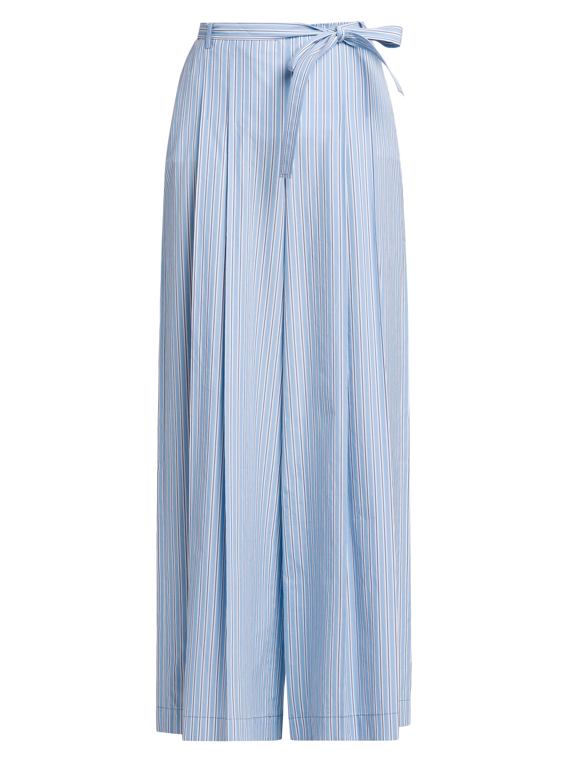 Alberta Ferretti Women's Striped Cotton Wide-Leg Trousers - Blue