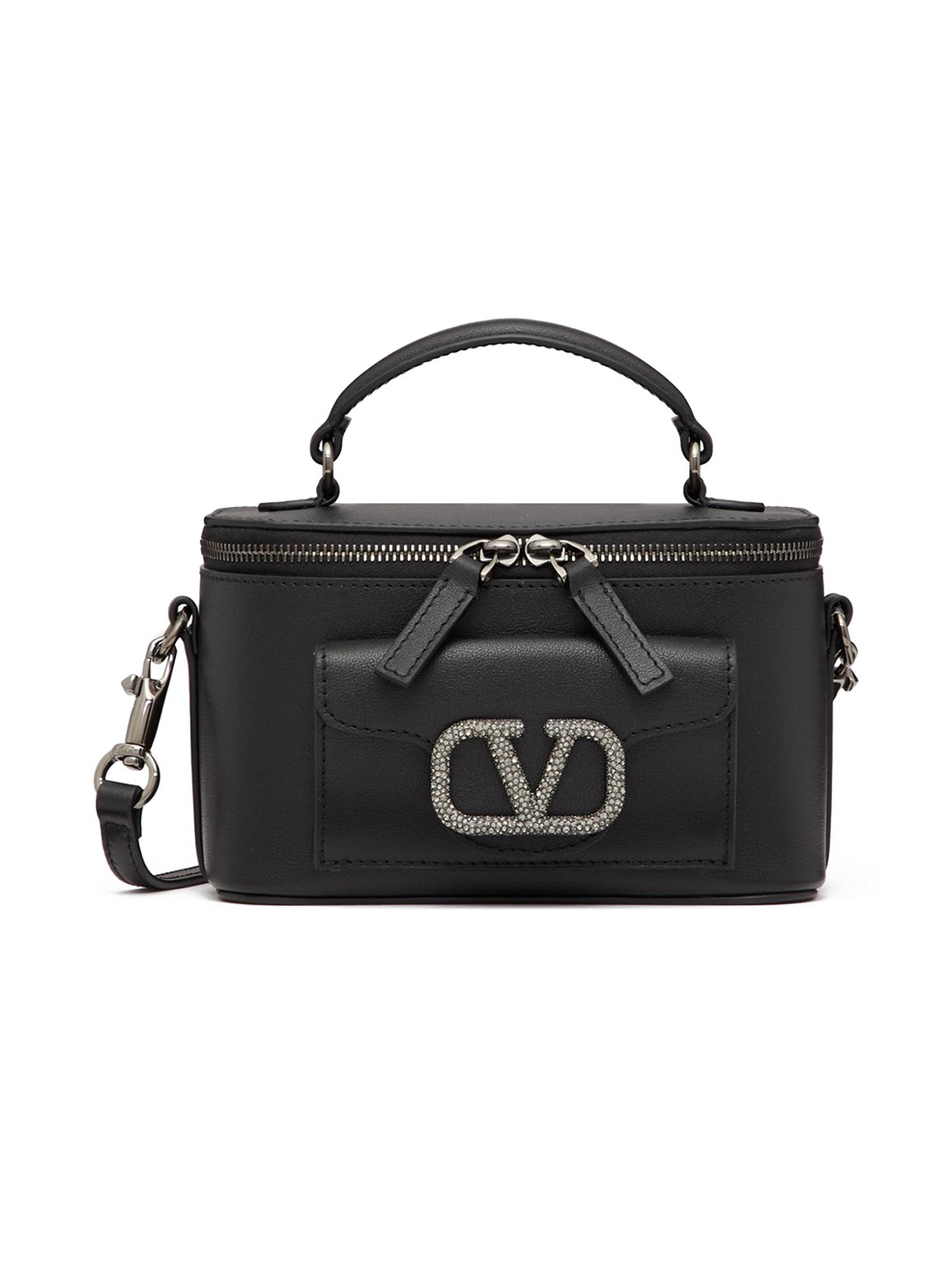 Valentino Garavani Women's Mini  Locò Calfskin Handbag With Jewel Logo - Black