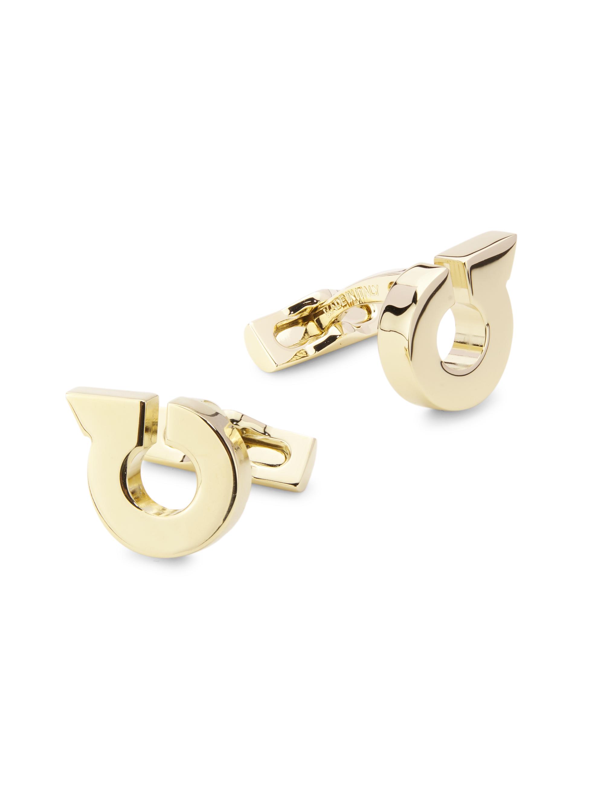 FERRAGAMO Men's Gancini Brass Cufflinks - Oro Chiaro