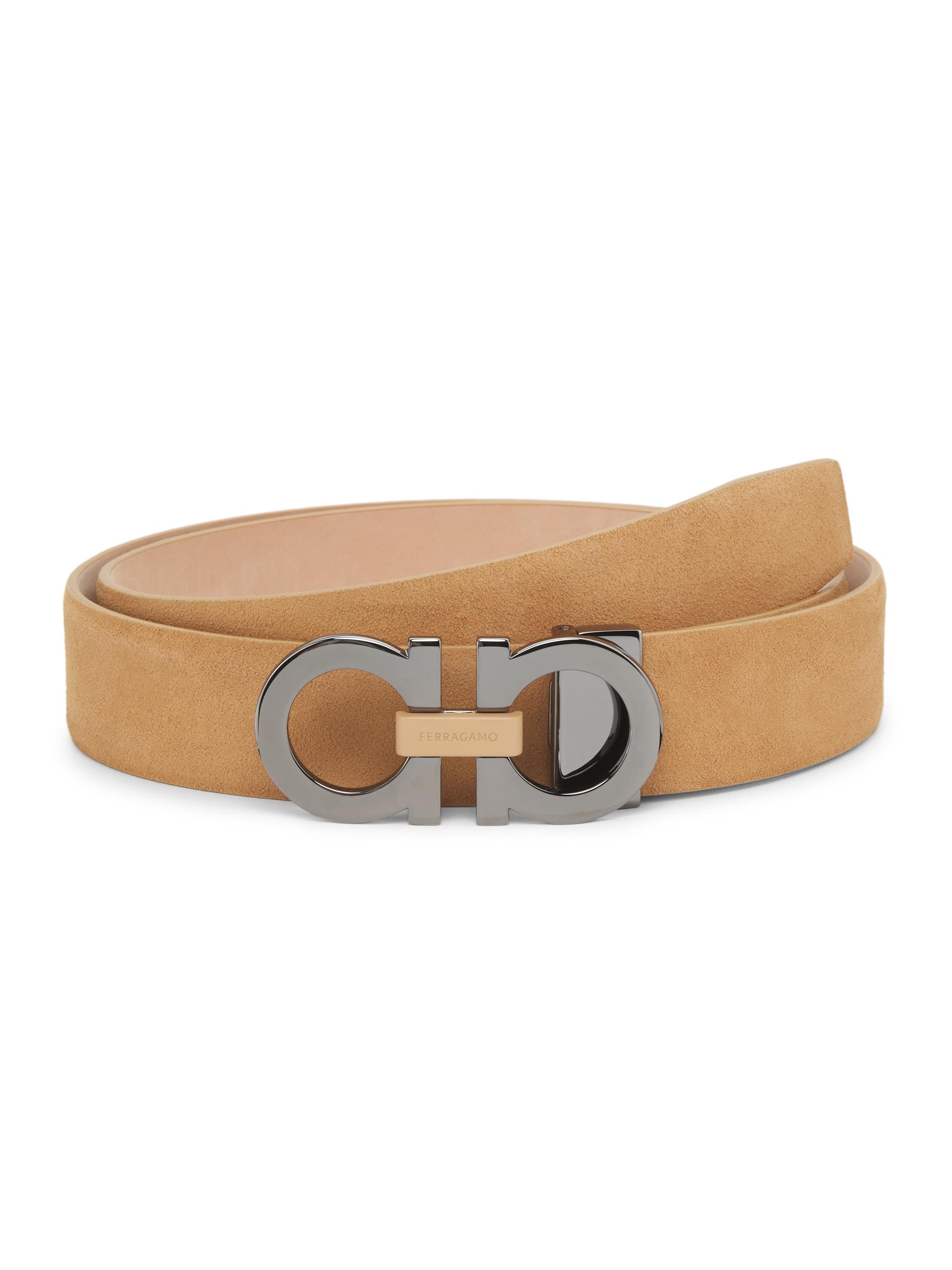 FERRAGAMO Men's Cut-to-Size Adjustable Leather Belt - Light Camel