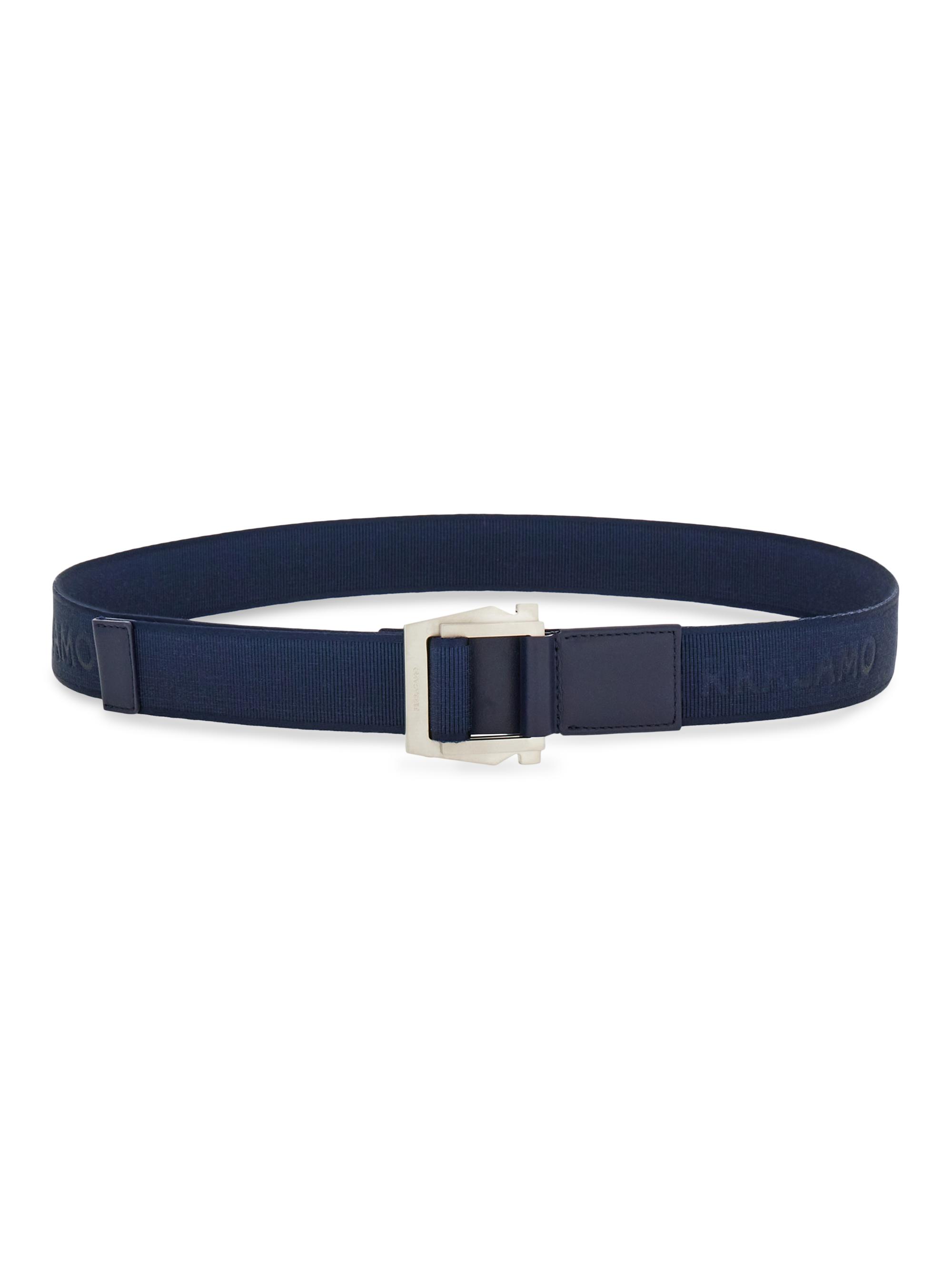 FERRAGAMO Men's Cut-to-Size Logo Grosgrain Belt - Midnight