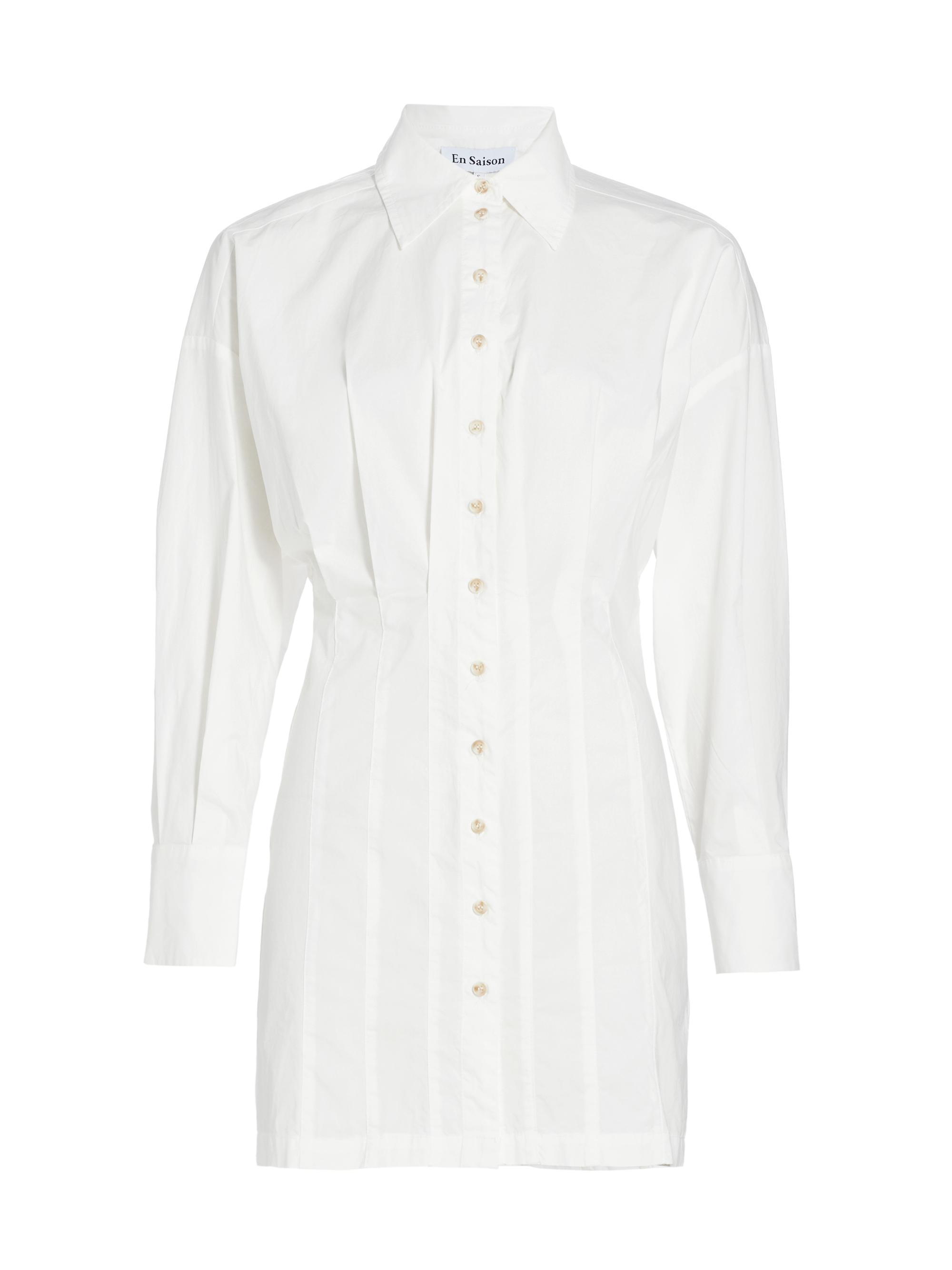 En Saison Women's Abby Cotton Pleated Shirtdress - White