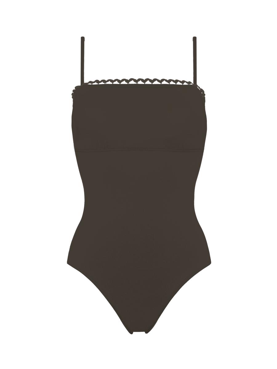 ワンピース水着 ERES Black Stretch Nylon Blend Scintillant Swimsuit Scintillant Bustier one-piece Noir Lurex | ERES