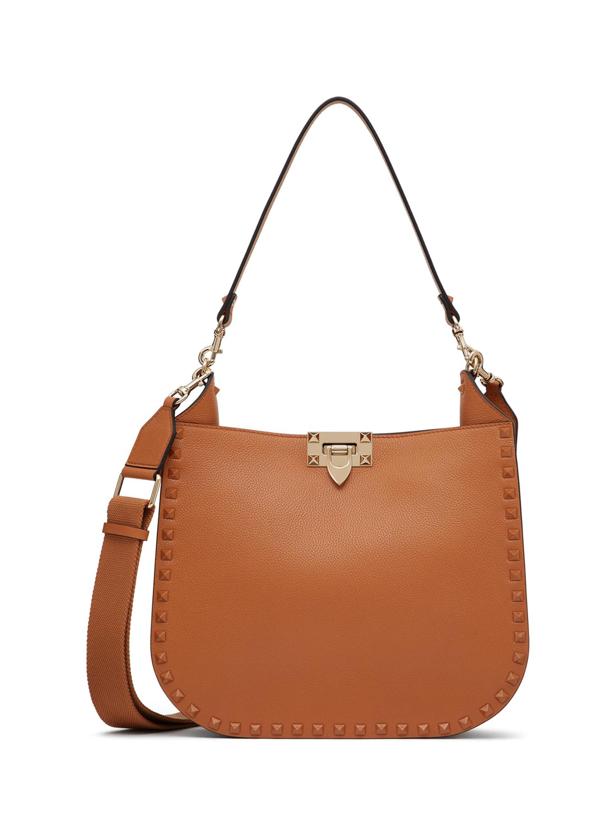 Valentino Garavani Women's Rockstud Grainy Calfskin Hobo Bag - Almond