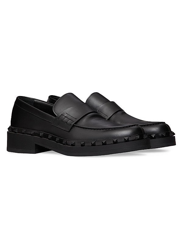 Shop Valentino Garavani Rockstud M-Way Calfskin Loafers Shop Valentino Garavani Rockstud M-Way Calfskin Loafers