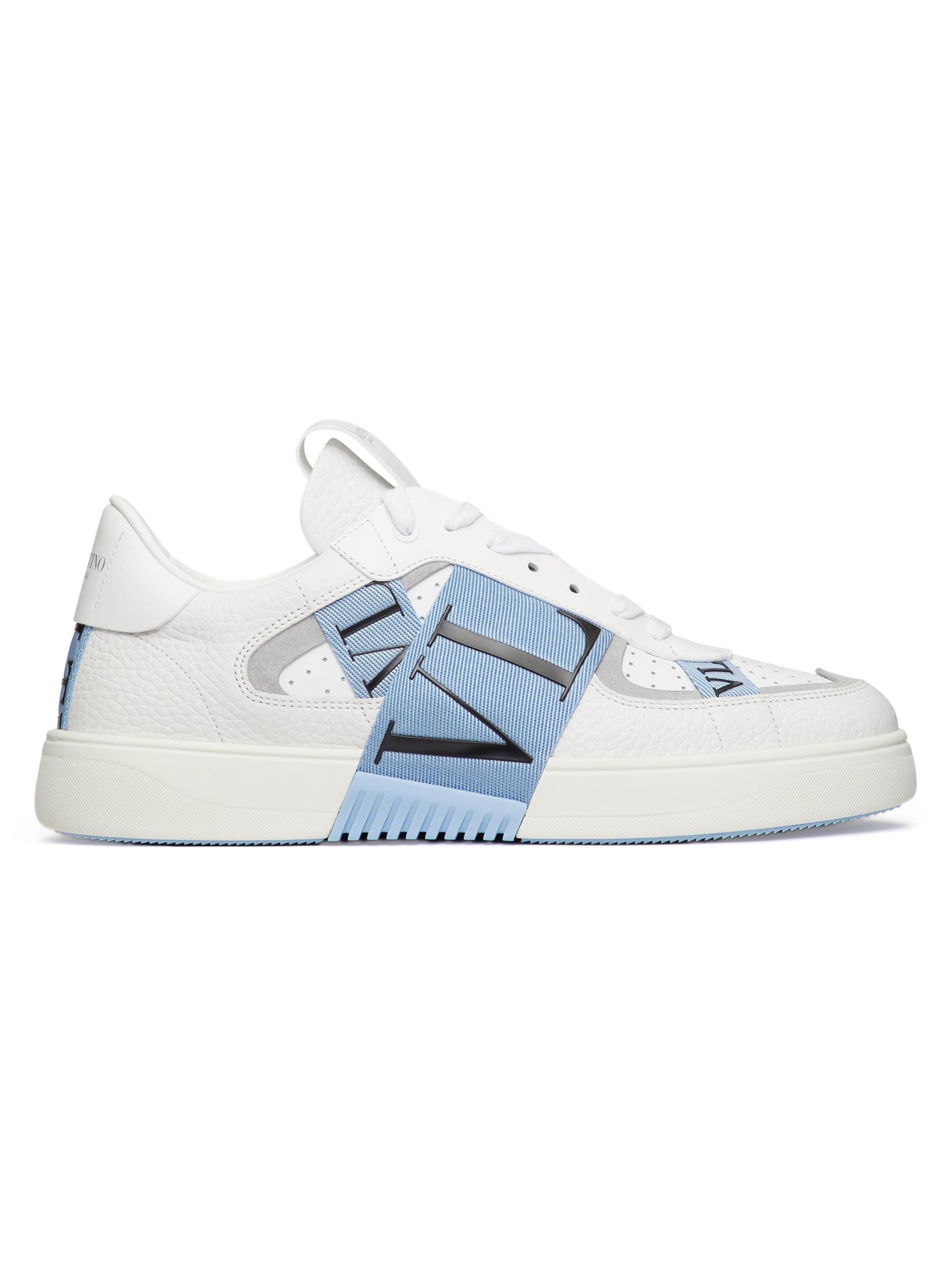 Valentino Garavani Men's VL7N Low-Top Calfskin Sneakers With Bands - White Azure