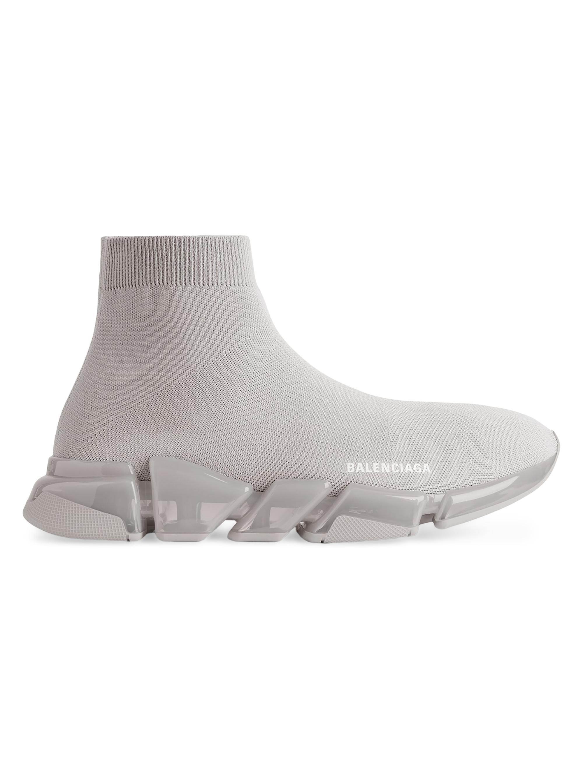 Balenciaga Men's Speed 2.0 Knitted Sneakers - Grey