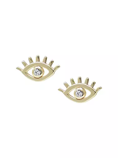 Anzie X Mel Soldera 14K Yellow Gold & 0.03 TCW Diamond Eye Stud Earrings