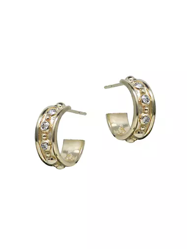Dew Drop 14K Yellow Gold & 0.18 TCW Diamond Hoop Earrings