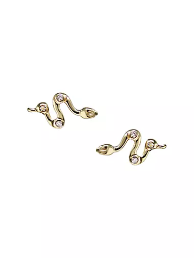 Anzie x Mel Soldera 14K Yellow Gold & 0.03 TCW Diamond Snake Stud Earrings