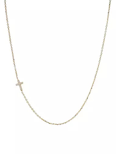 Love Letter 14K Yellow Gold & 0.08 TCW Diamond Cross Charm Necklace