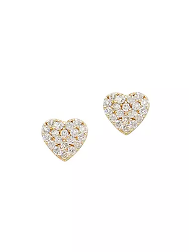 Love Letter 14K Yellow Gold & 0.08 TCW Diamond Earrings
