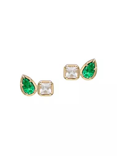 Mélia Mila 14K Yellow Gold, Emerald & Topaz Stud Earrings