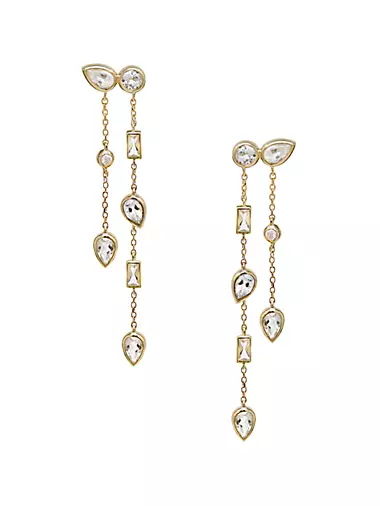 Cléo Liana 14K Yellow Gold, Topaz & 0.12 TCW Diamond Drop Earrings
