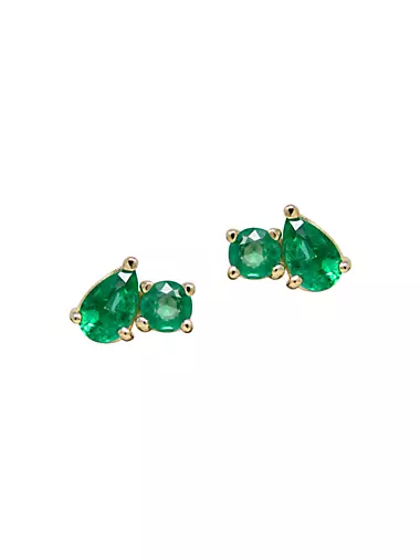 Anzie X Mel Soldera 14K Yellow Gold & Emerald Stud Earrings