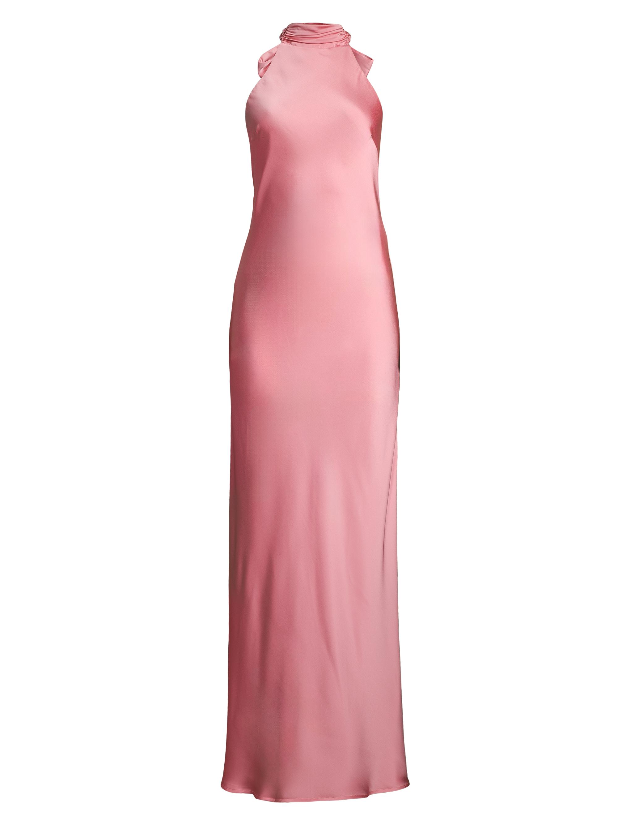 Misha Women's Evianna Satin Halter Gown - Conch Shell Pink