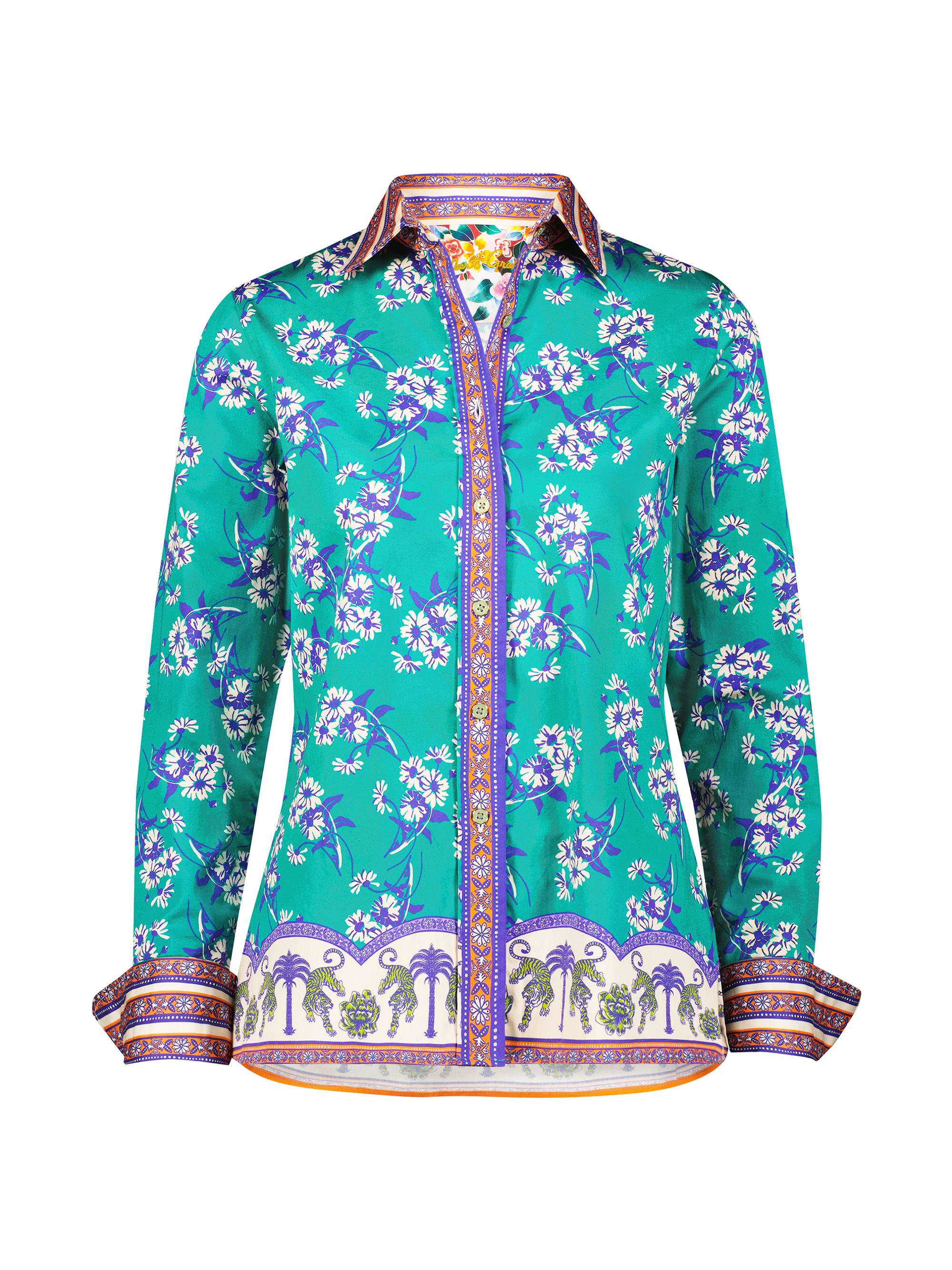 Robert Graham Women's Priscilla Printed Cotton Shirt - Teal