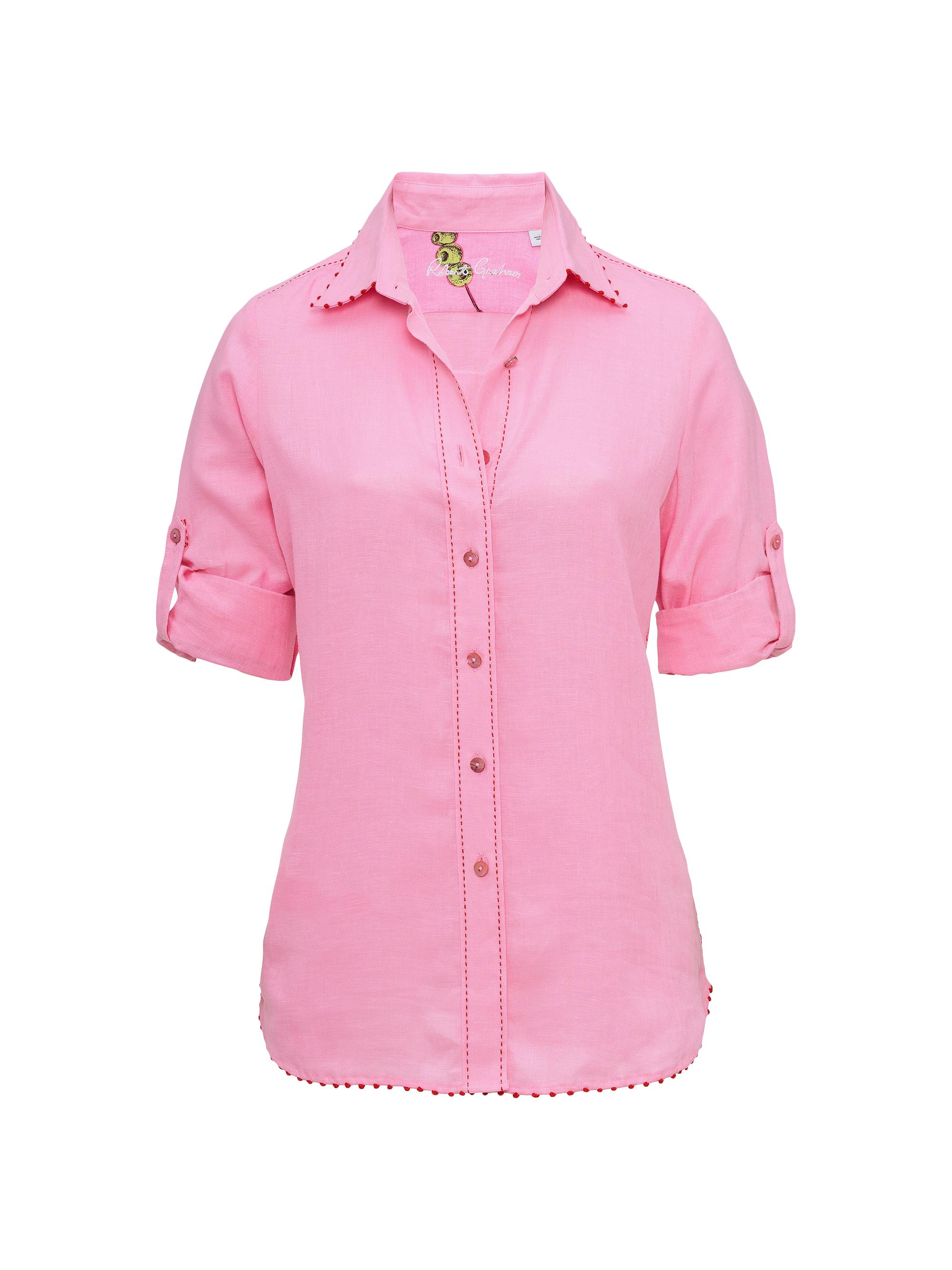 Robert Graham Women's Hadley Embroidered Linen Shirt - Pink