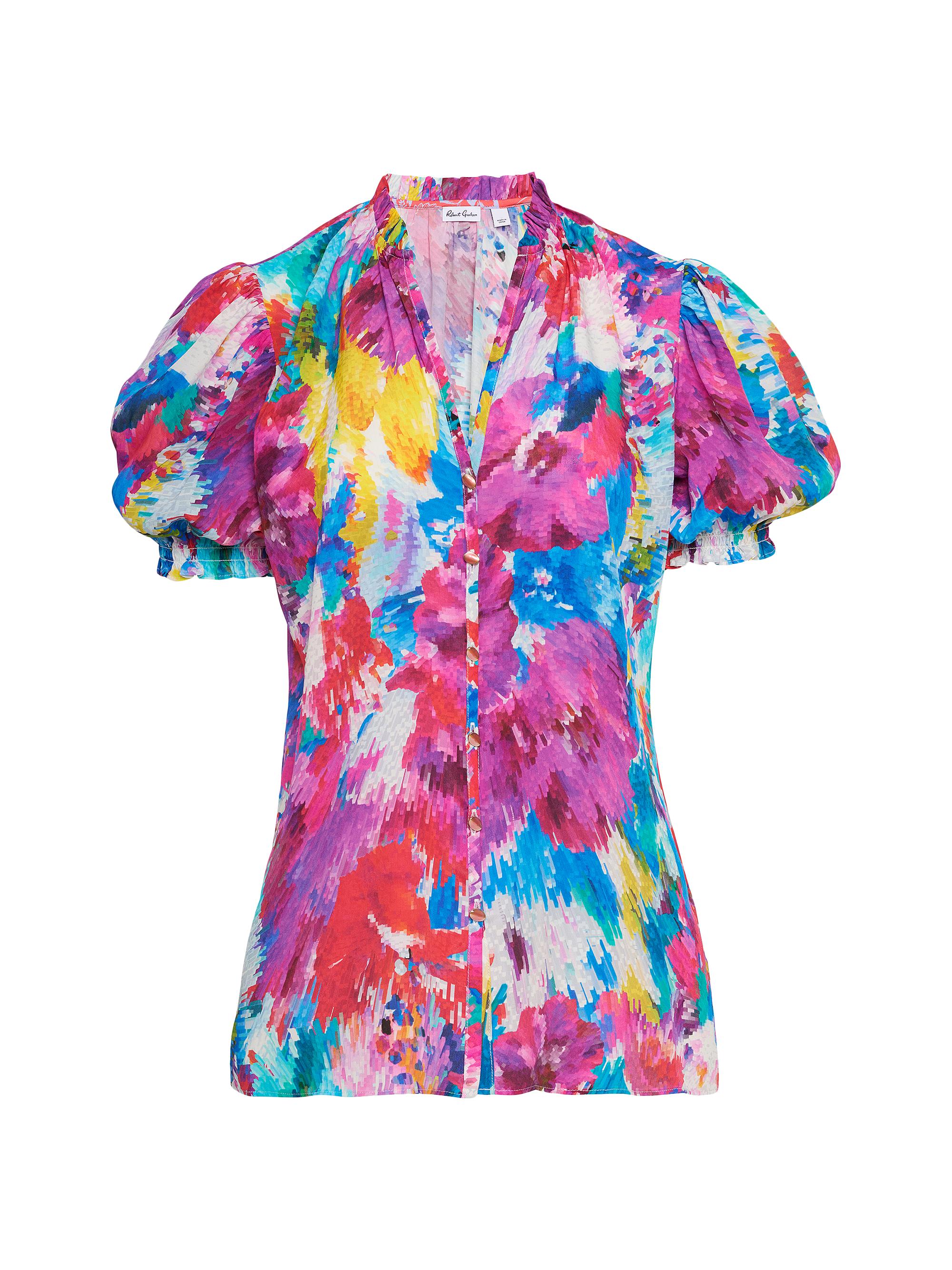 Robert Graham Women's Mila Flower Bomb Crepe De Chine Blouse