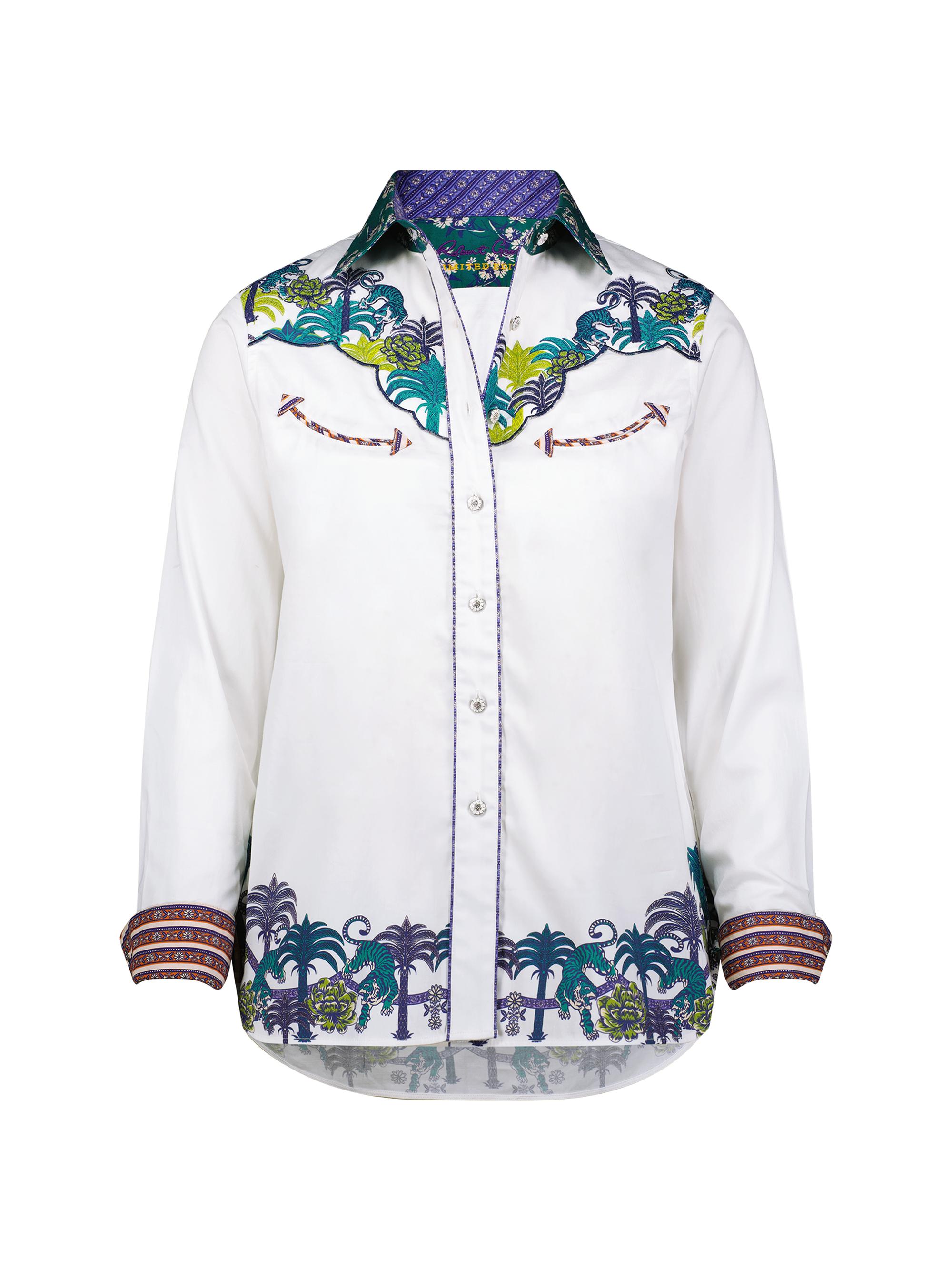 Robert Graham Women's Kacey Embroidered Cotton-Blend Shirt - White