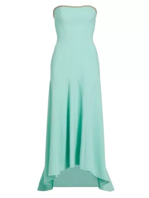 Atelier Prabal Gurung Women's Charlotte Beaded-Trim High-Low Dress - Aqua Haze