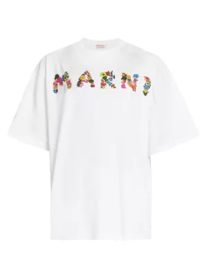 Shop Marni Floral Logo Crewneck T-Shirt | Saks Fifth Avenue