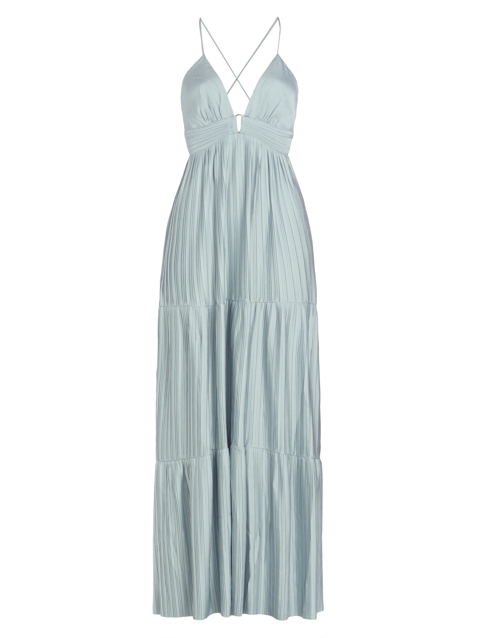 ba & sh Women's Wasta Pleated Satin Plissé Maxi Dress - Blueciel