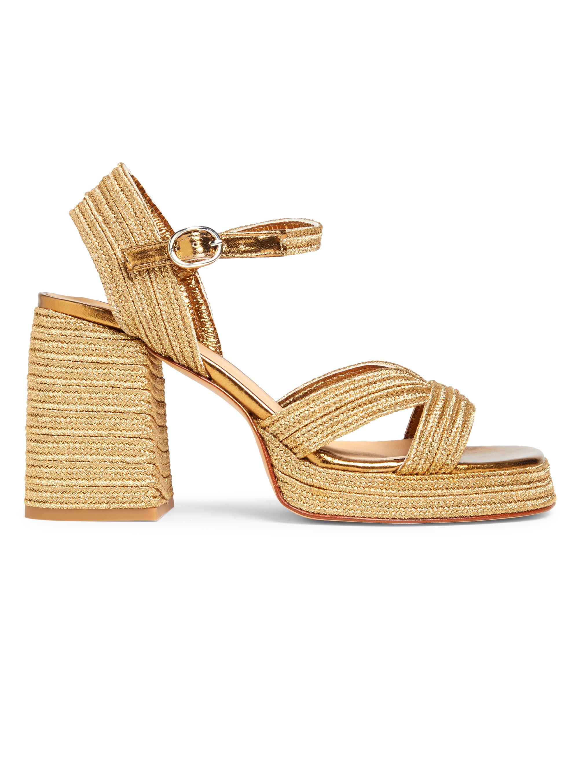 Castañer Women's Valle 100MM Woven Block-Heel Sandals - Oro Viejo